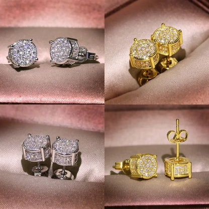 Women's Luxury Round Wedding Crystal Stud Earrings