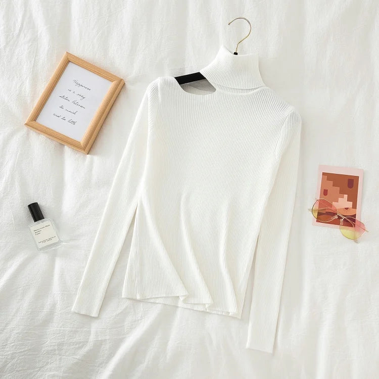 Lace Ruffle Turtleneck Sweater for Women's