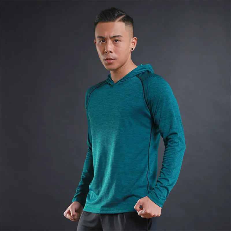 Sweat à capuche de compression d'automne - Pull de jogging sportif ajusté