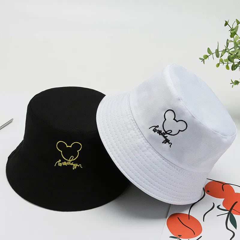 Chapeau de pêcheur brodé de fleurs double face pour femmes