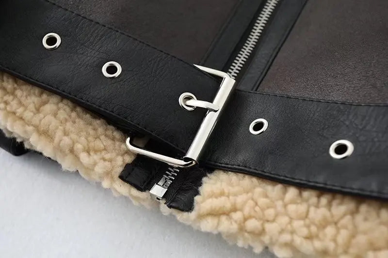 Vestes courtes en fausse fourrure d'agneau épaisse et chaude pour femmes