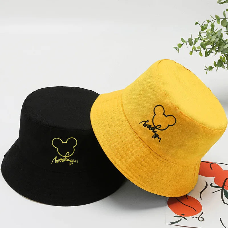 Chapeau de pêcheur brodé de fleurs double face pour femmes