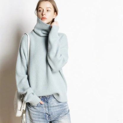 Oversized Turtleneck Wool Sweater for Women