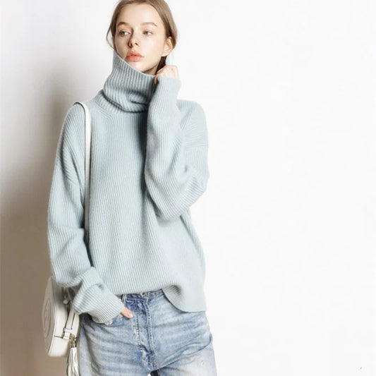 Women's Oversized Turtleneck Wool Sweater