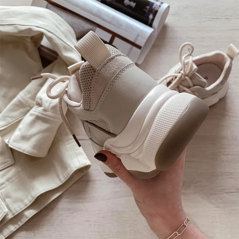 Trendy Lace-Up sneakers with Thick Sole