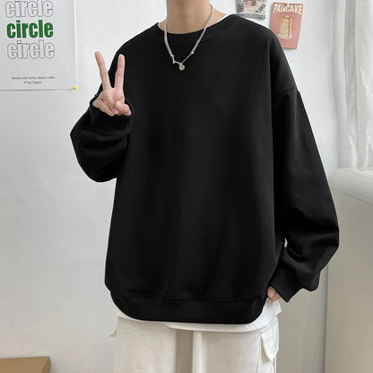 Simple Round Neck Sweatshirt- Men’s Loose Pullover