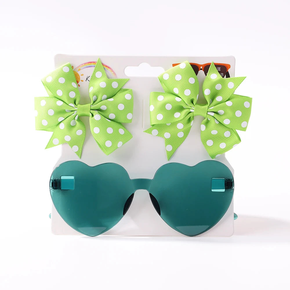 Hairpins & Heart Sunglasses Set

