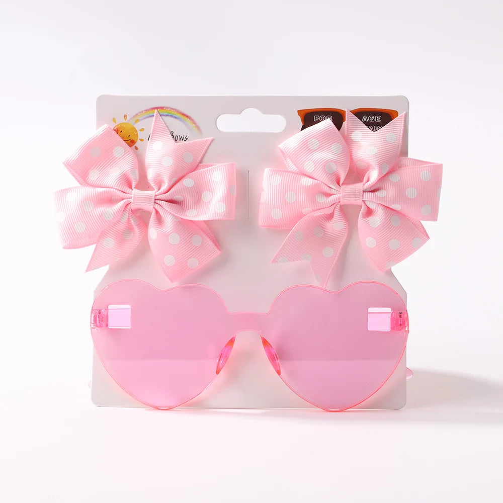 Hairpins & Heart Sunglasses Set

