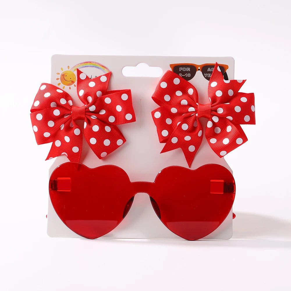 Hairpins & Heart Sunglasses Set

