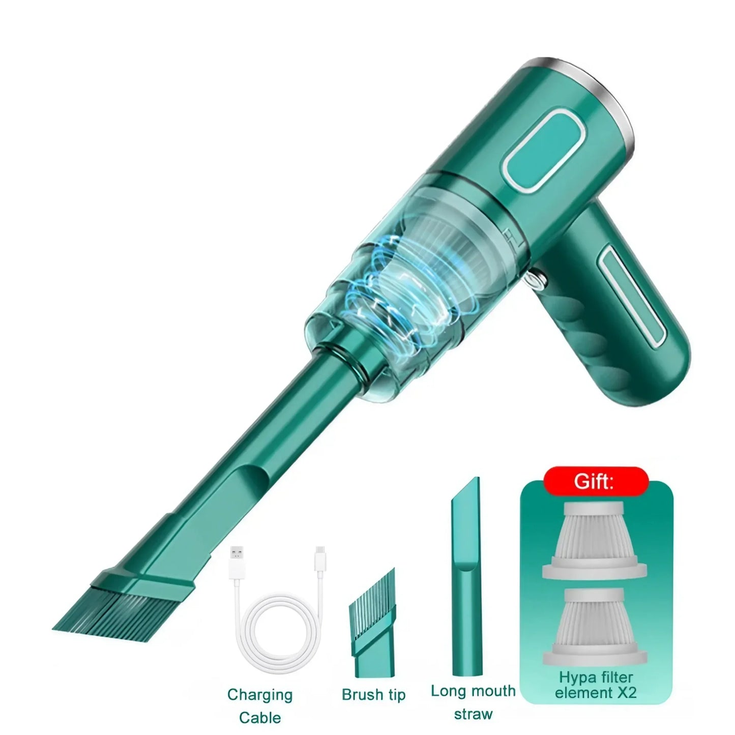 Handheld Wireless Double Filter USB Car Vacuum Cleaner