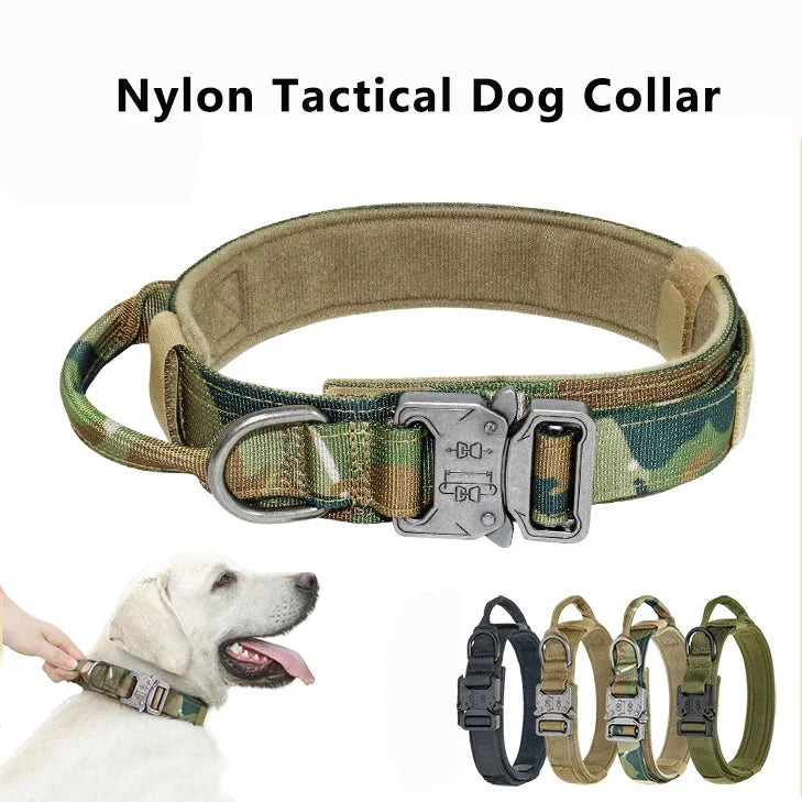 Handle Adjustable Nylon Tactical Police Dog Collar