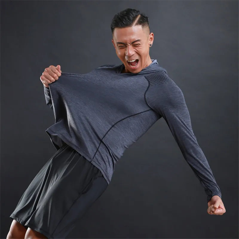 Sweat à capuche de compression d'automne - Pull de jogging sportif ajusté