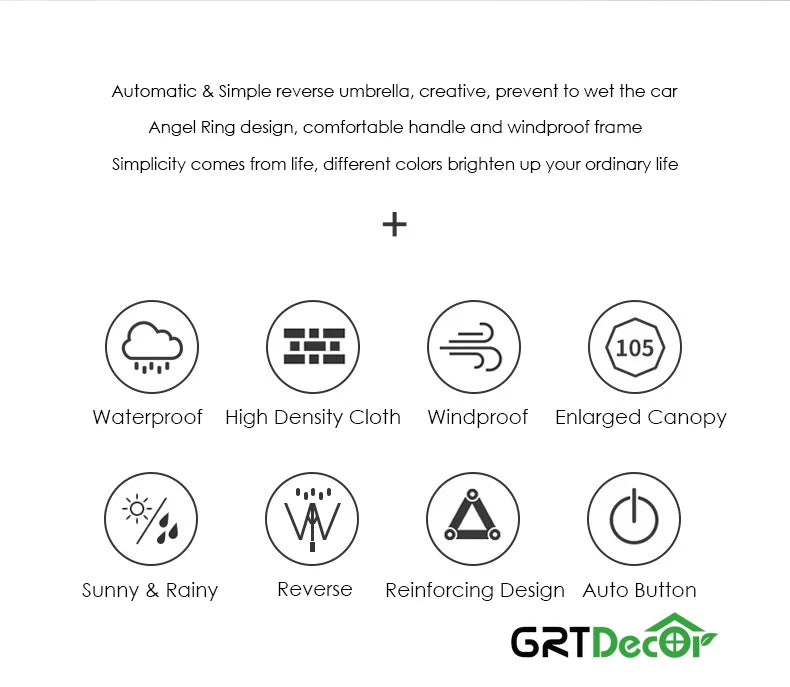 Reflektierendes, winddichtes 10-Rippen-Regenschirmset mit Streifen