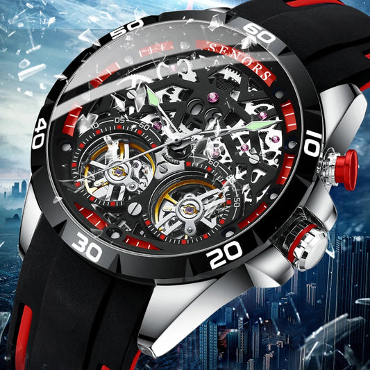 Men’s Steampunk Skeleton Automatic Watch – Self Winding Mechanical Military Sport Wristwatch