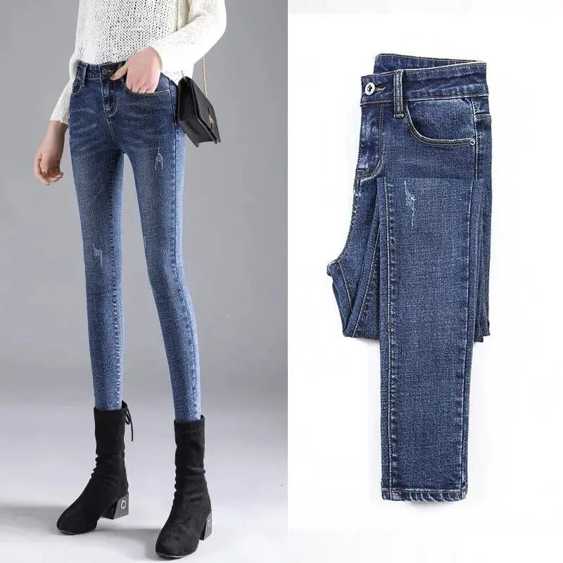 Women's High Waist Elastic Pencil Jeans