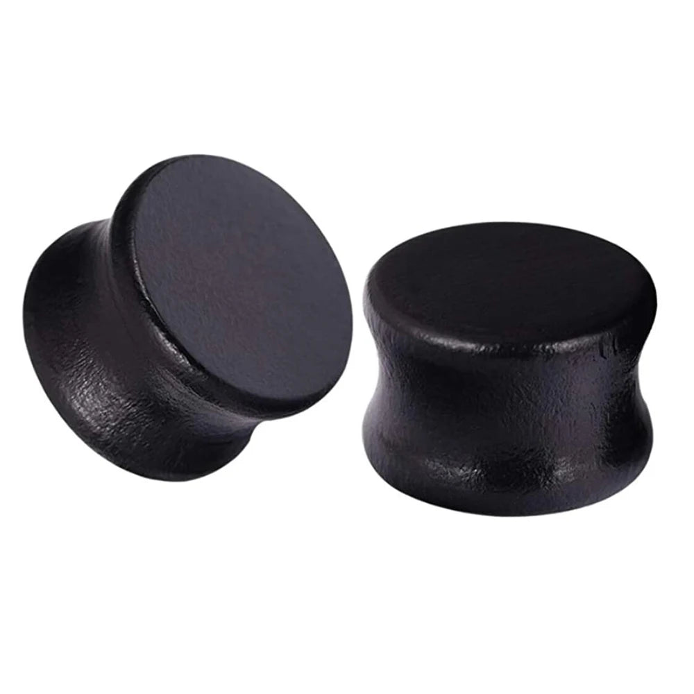 Clous d'oreilles en bois 2 pièces - Marron naturel et noir - 8/10/12 mm