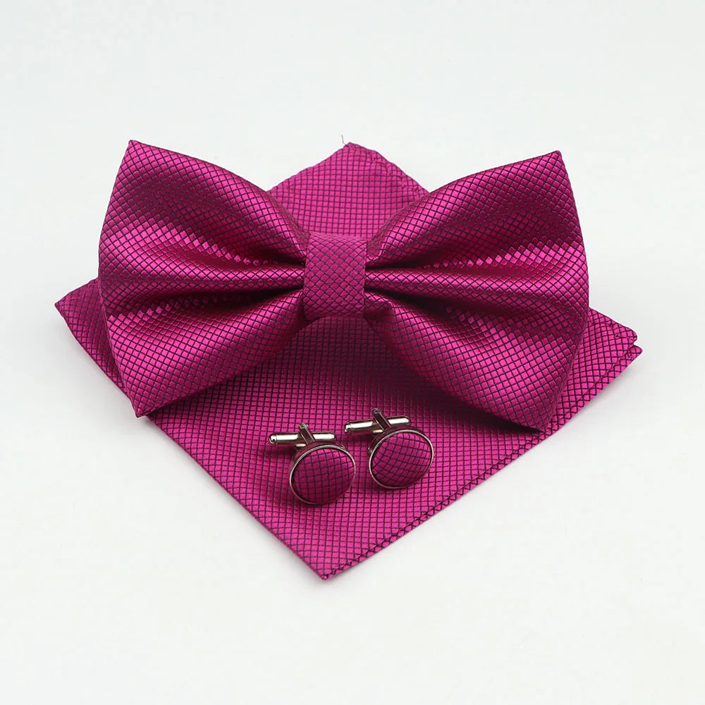 Men's Formal Pocket Square Cufflinks Polyester Bowtie