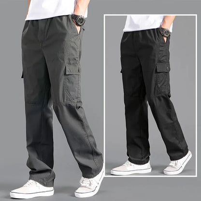 Versatile Oversize Men's Cargo Pants in Solid Grey