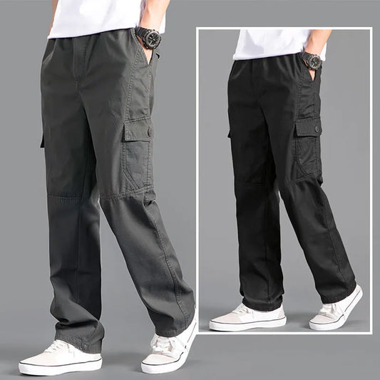 Pantalon cargo polyvalent surdimensionné pour hommes en gris uni