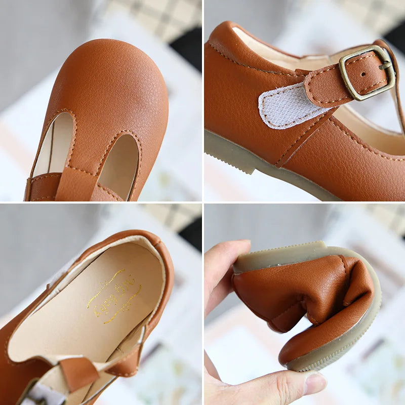 Spring Autumn T Strap Leather Shoes