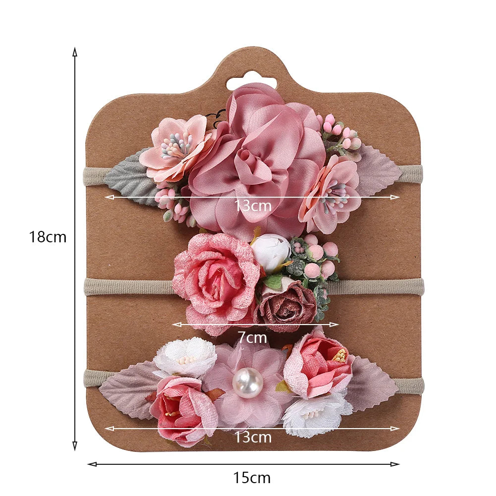 Bandeau à fleurs artificielles pour bébé, 3 pièces/lot, accessoires de photographie pour enfants, couvre-chef
