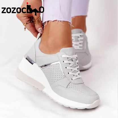 Women's Lace-Up Wedge Casual Sneakers