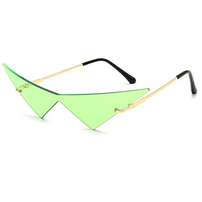 Damen-Sonnenbrille im Oversize-Design mit UV400-Schutz und randlosem Cat-Eye-Design 