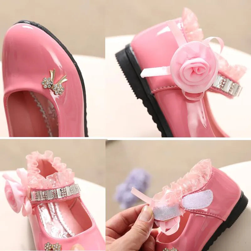 Spring Autumn Princess Lace PU Leather Shoes