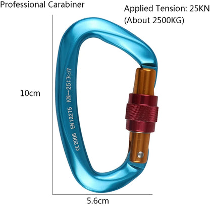 25KN Professioneller Kletterkarabiner mit D-förmigem Sicherheitsschloss