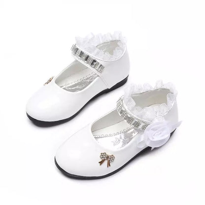 Frühlings-Herbst-Prinzessin-Schuhe aus PU-Leder mit Spitze