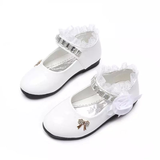 Printemps Automne Princesse Dentelle PU Chaussures En Cuir