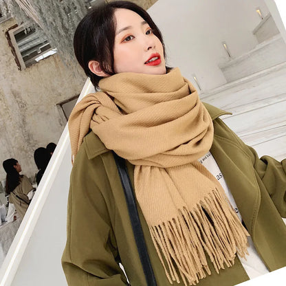 Winter Woman Scarf Solid Color Wraps