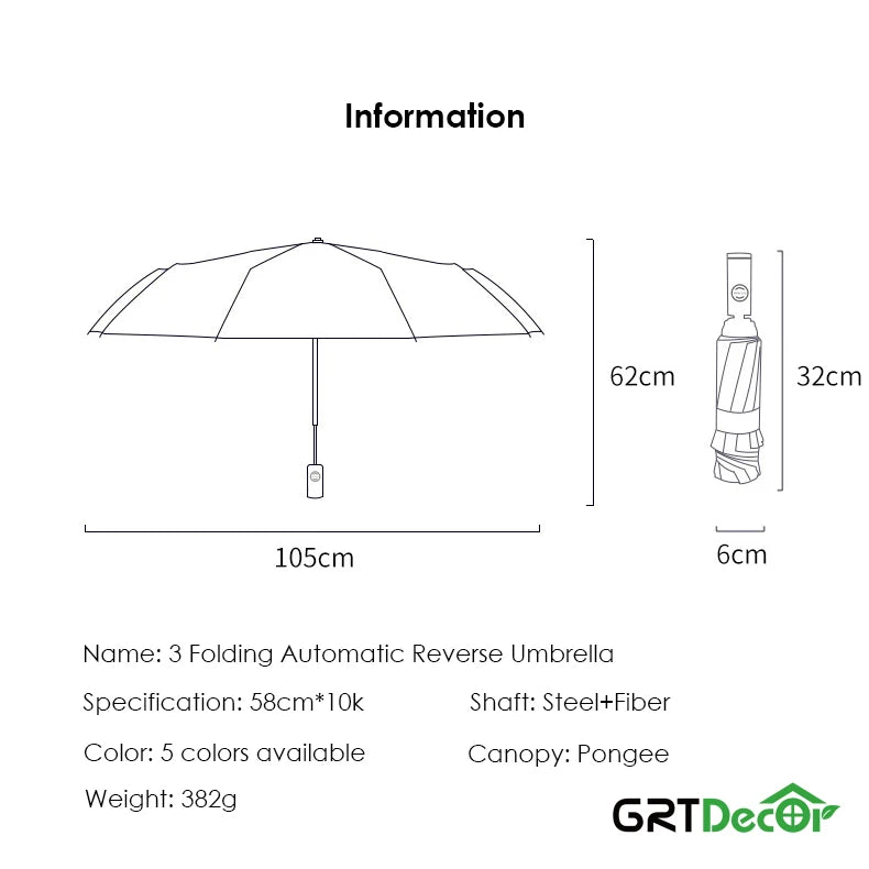 Reflektierendes, winddichtes 10-Rippen-Regenschirmset mit Streifen