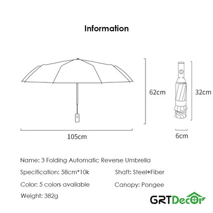 Reflektierendes, winddichtes 10-Rippen-Regenschirmset mit Streifen