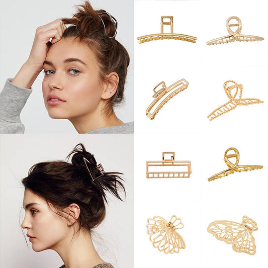 Pince à cheveux dorée simple – Clips rétro