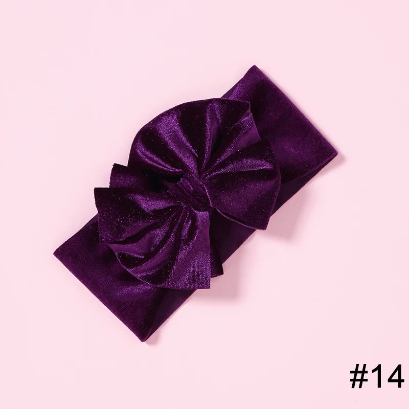 Baby Girls Velvet Headband Big Bow Hair Band Soft Ribbon