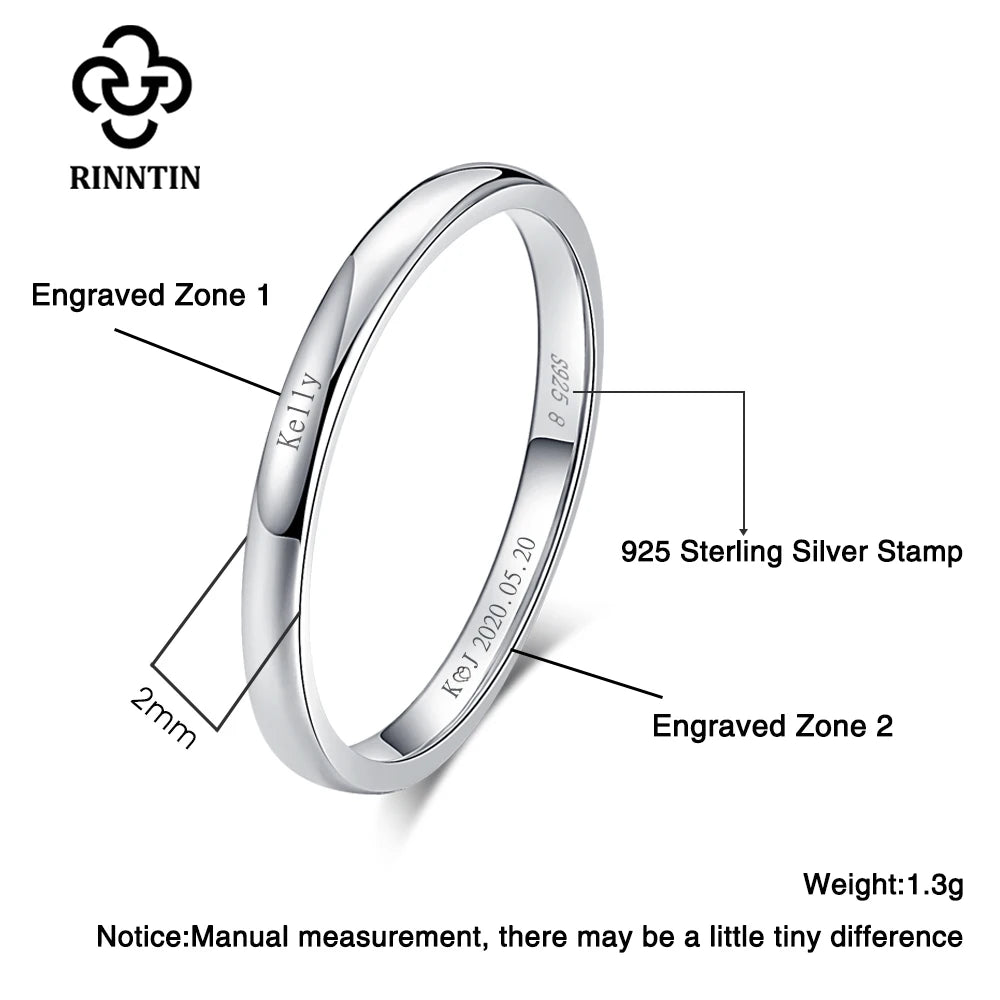 Silver DIY Engraved Couple Rings  Jewelry Gifts