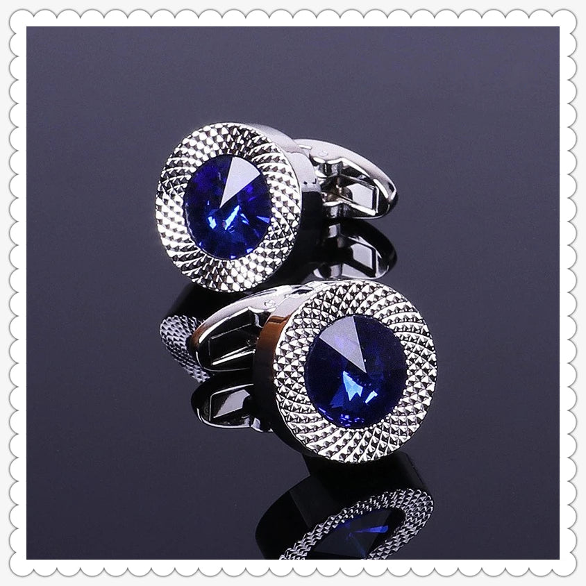 Herren-Manschettenknöpfe mit blauem Kristallkegel