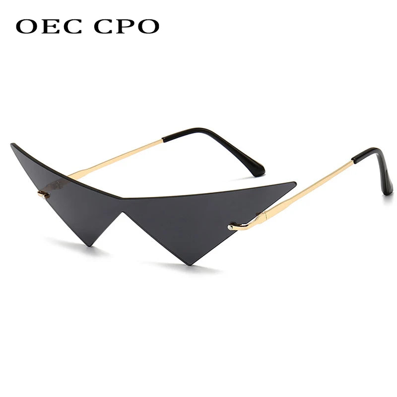 Damen-Sonnenbrille im Oversize-Design mit UV400-Schutz und randlosem Cat-Eye-Design 