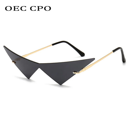 Damen-Sonnenbrille im Oversize-Design mit UV400-Schutz und randlosem Cat-Eye-Design 