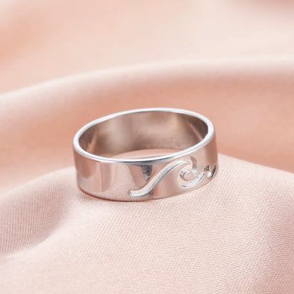 Stainless Steel Wave Couple Ring – Minimalist Matching His and Hers Wedding Bands