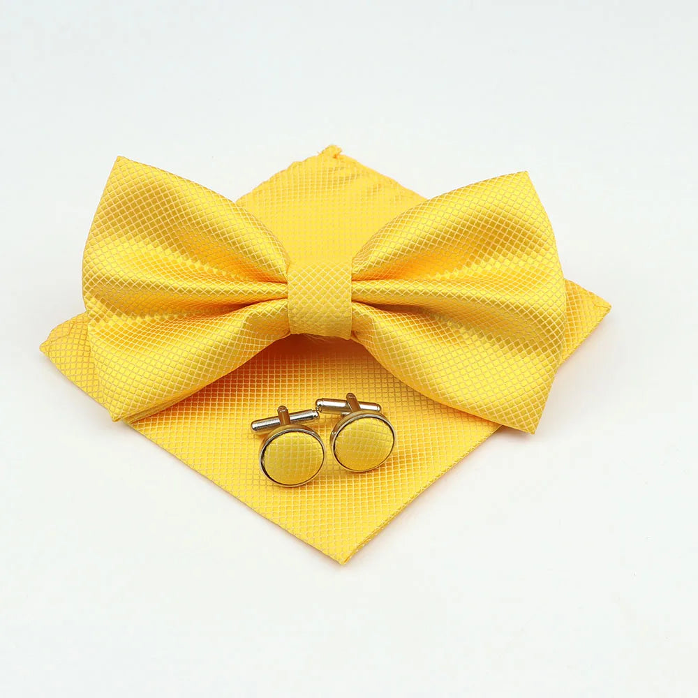 Men's Formal Pocket Square Cufflinks Polyester Bowtie