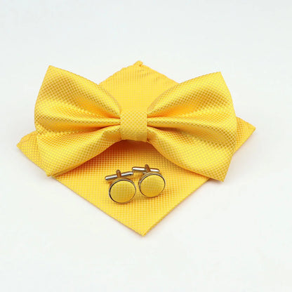 Men's Formal Pocket Square Cufflinks Polyester Bowtie
