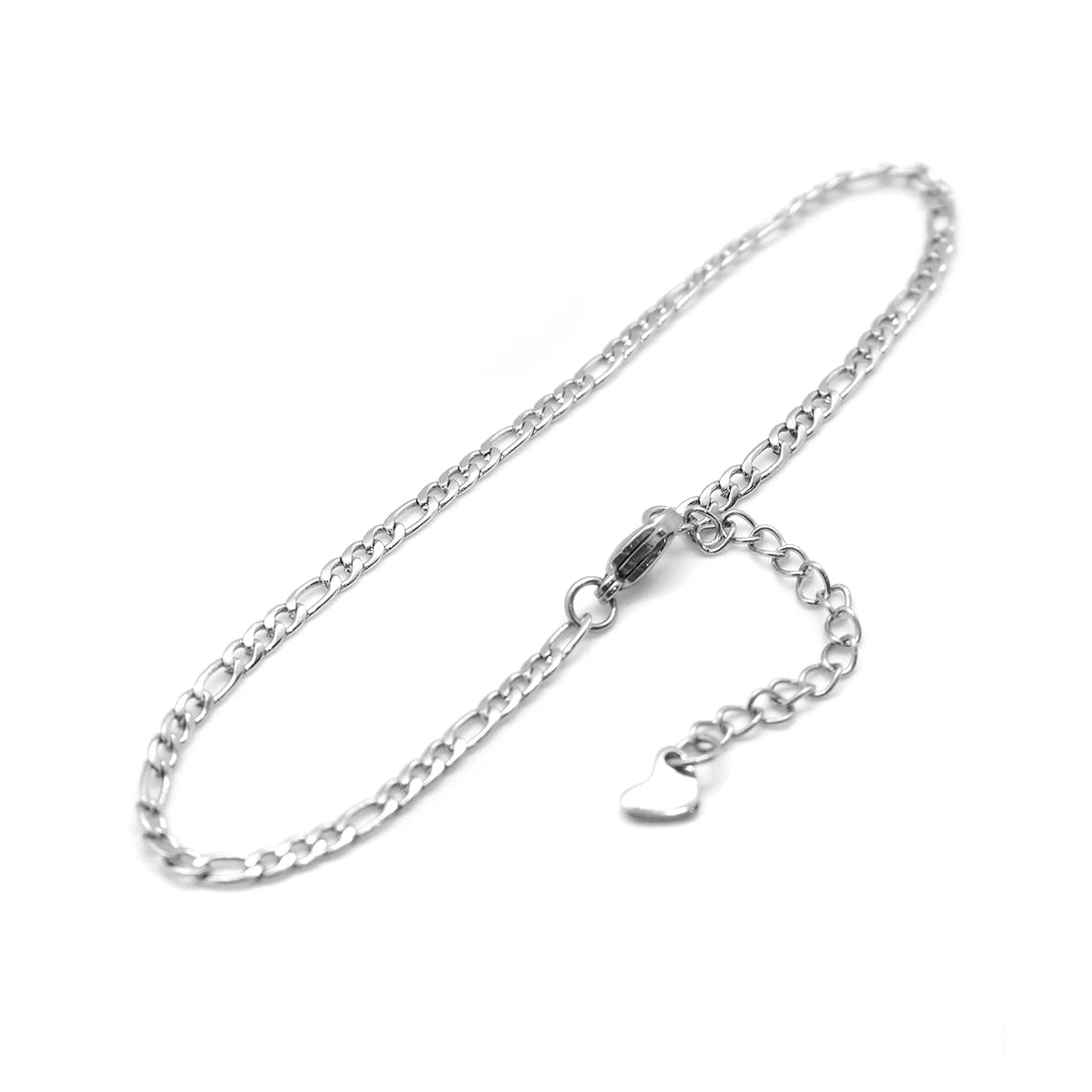 anklet silver, chain anklet, chain silver, heart chain, silver chain anklet, heart anklet, silver heart