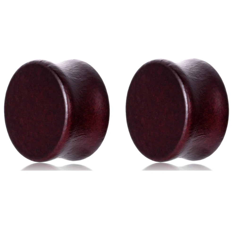 Clous d'oreilles en bois 2 pièces - Marron naturel et noir - 8/10/12 mm