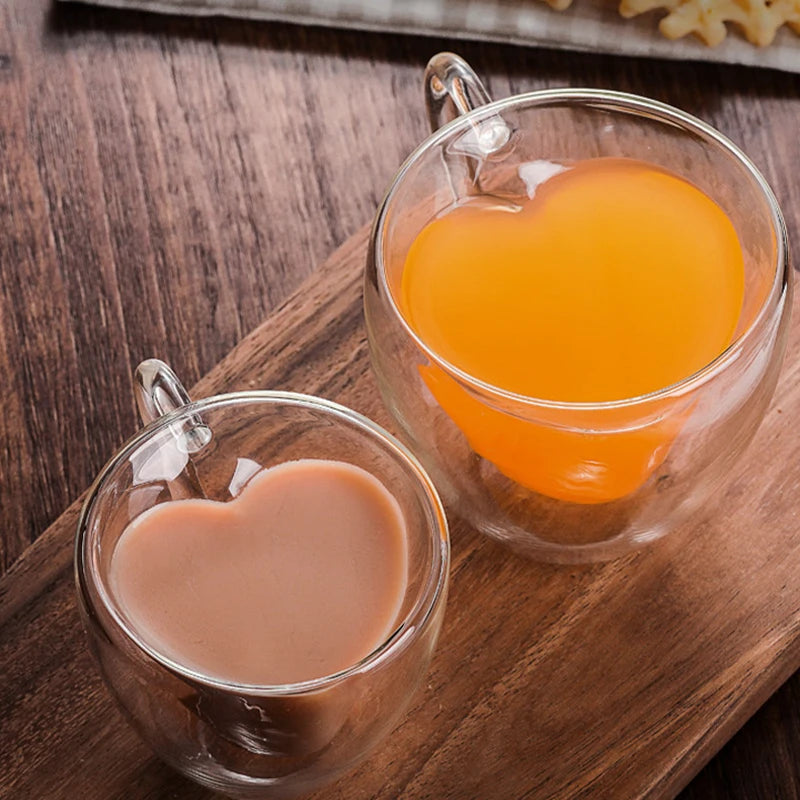 Heart-Shaped Transparent Glass Cup