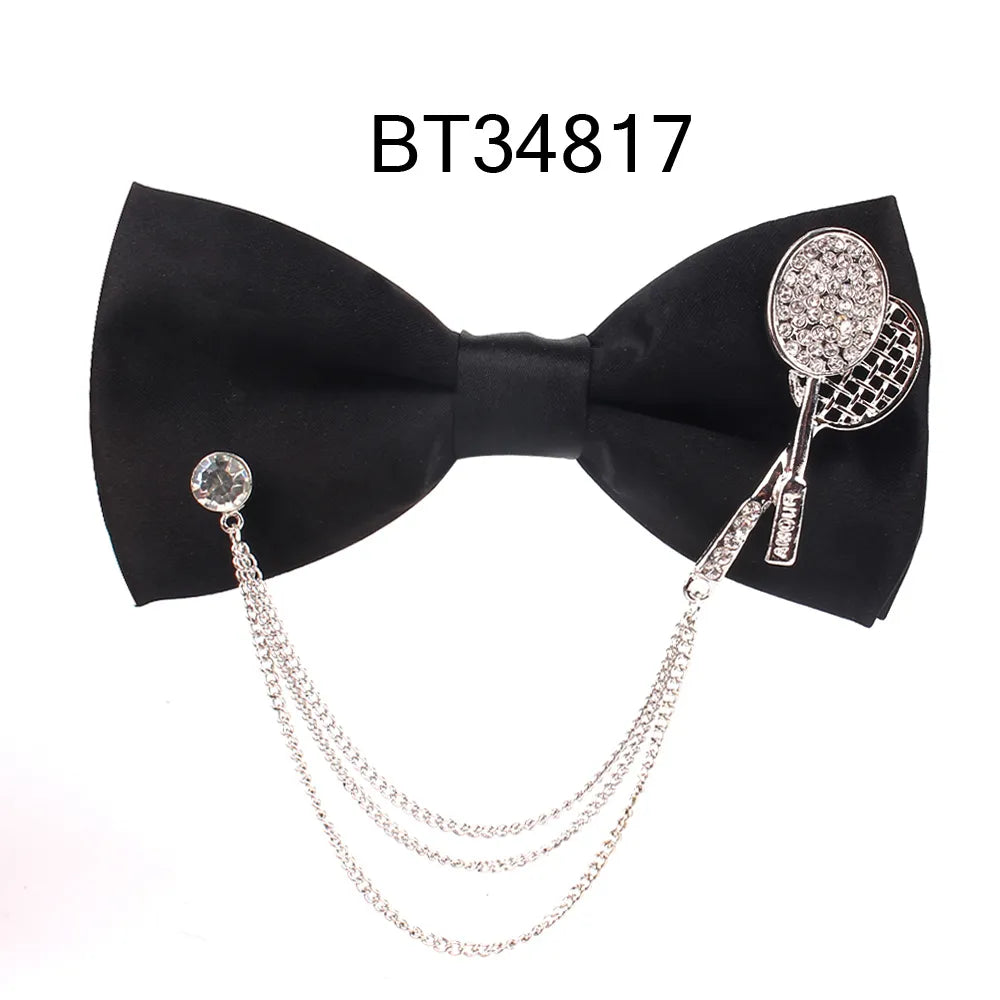 Black Metal Decorated Bowtie for Men