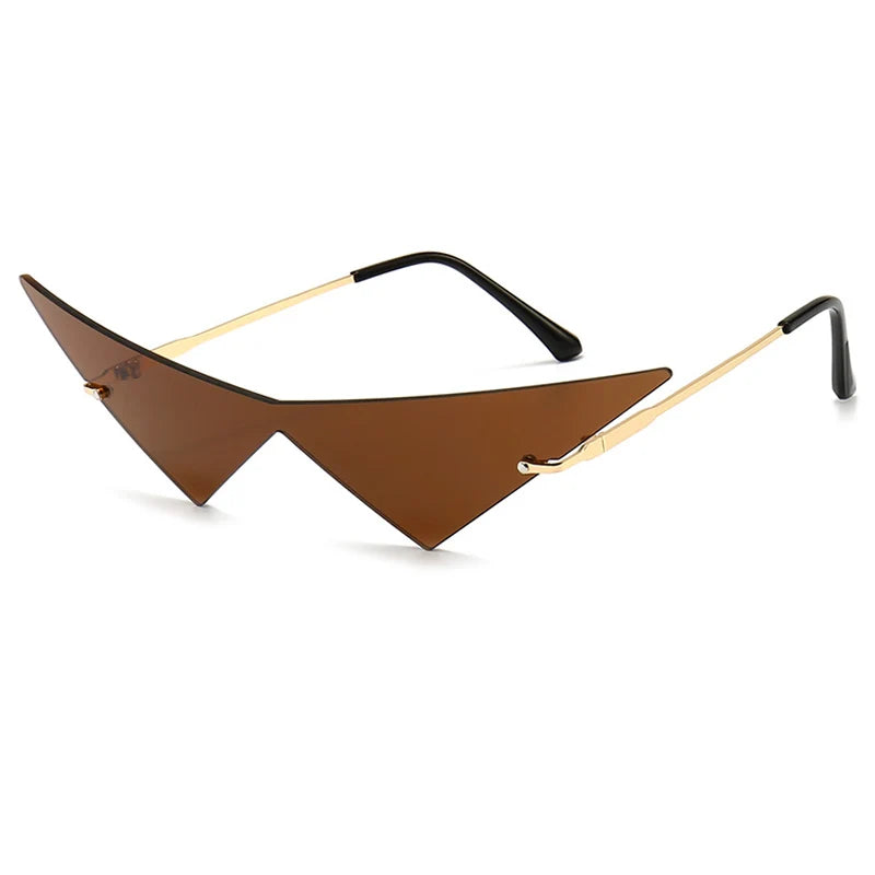 Damen-Sonnenbrille im Oversize-Design mit UV400-Schutz und randlosem Cat-Eye-Design 
