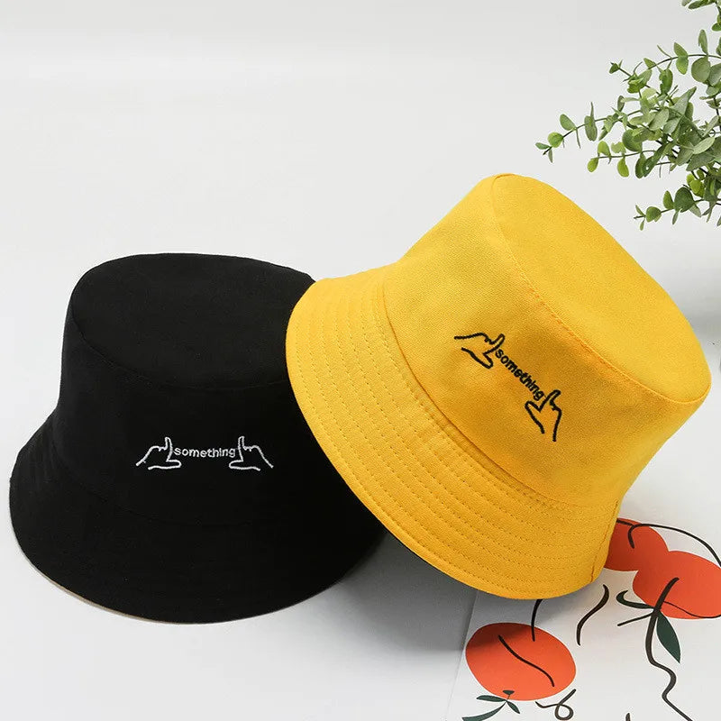 Chapeau de pêcheur brodé de fleurs double face pour femmes