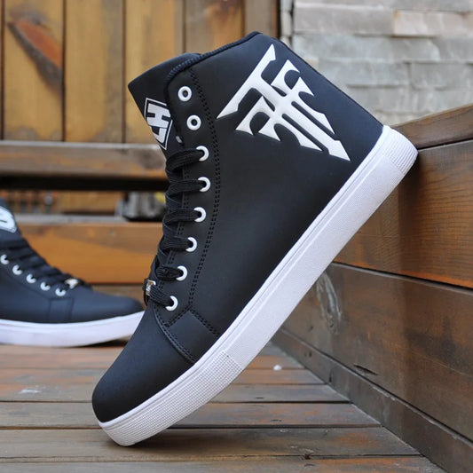 Man Vulcanized Sneakers - Male Comfortable High Top Shoes